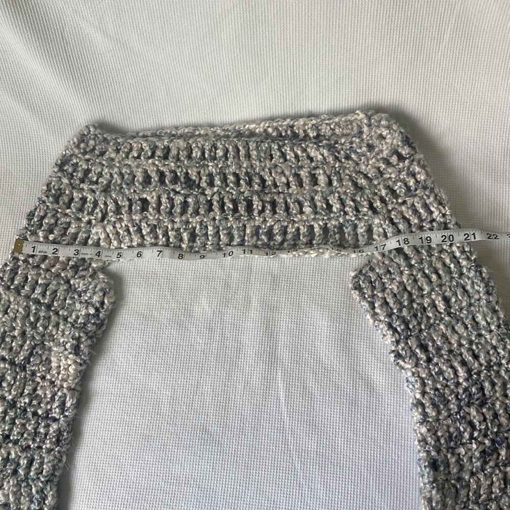 Handmade Crochet Cropped Top Hollow Out Long Sleeve Knit Sweater Cover Ups Sz S - Picture 5 of 9